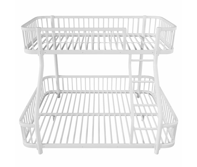 Beliche 90 x 200 cm e 140 x 200 cm - estrutura metálica, grade de segurança, escada, sem colchão - branco