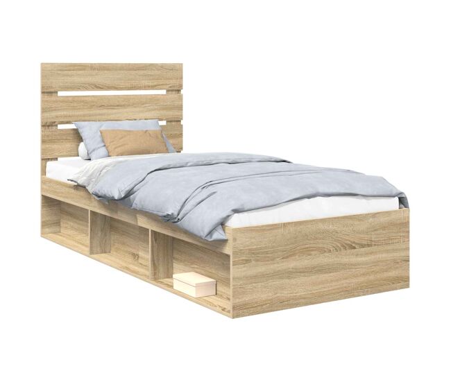 Estrutura de cama de solteiro moderno com cabeceira - carvalho sonoma 75 x 190 cm