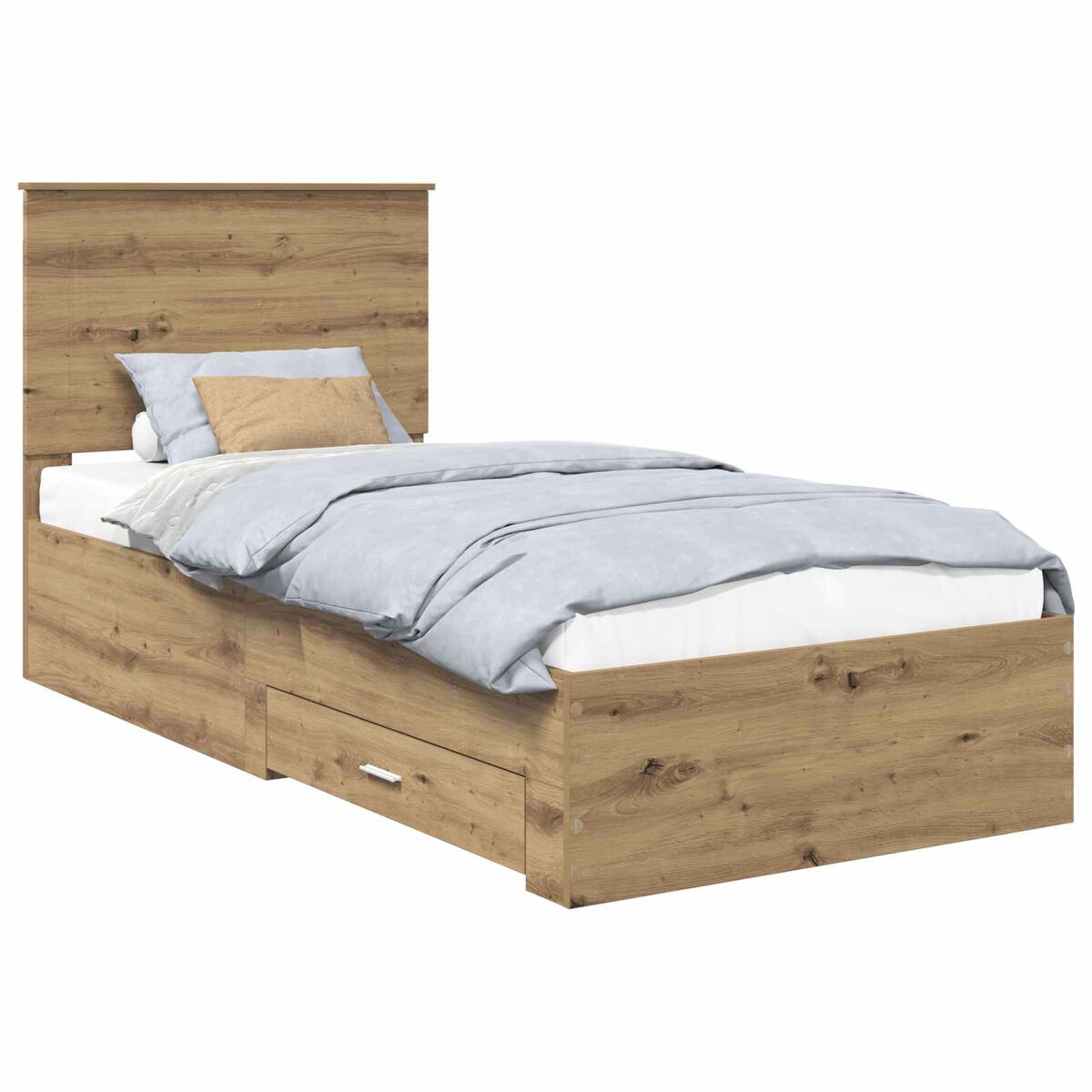 Estrutura de cama de solteiro moderno com cabeceira - carvalho artesanal 90 x 200 cm