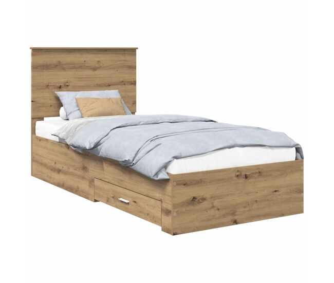 Estrutura de cama de solteiro moderno com cabeceira - carvalho artesanal 90 x 200 cm