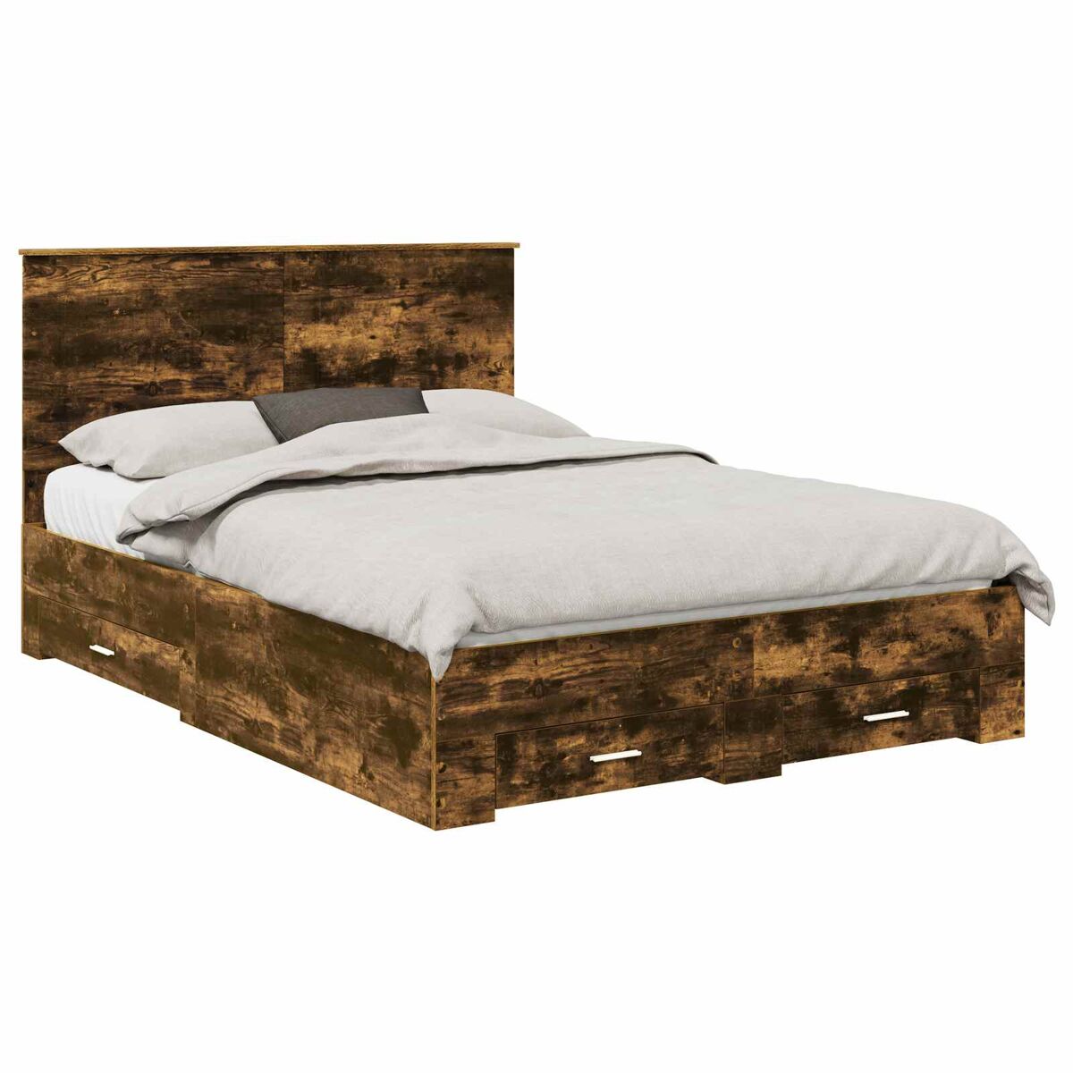 Estrutura de cama de casal com cabeceira - carvalho defumado 140 x 190 cm
