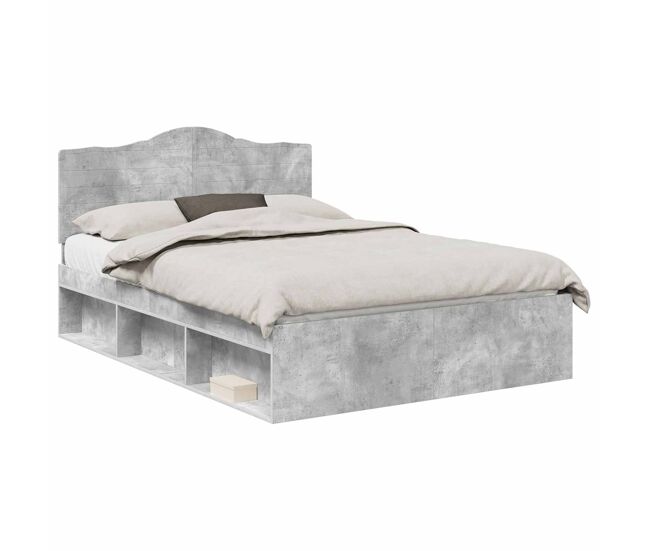 Estrutura de cama de casal para adultos com cabeceira concreto 140 x 200 cm