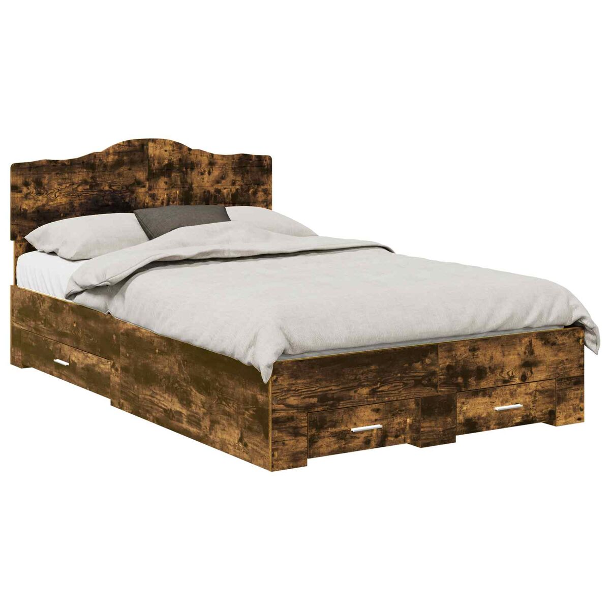 Estrutura de cama de casal com cabeceira - carvalho defumado 135 x 190 cm