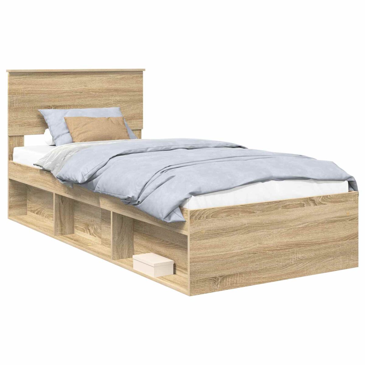 Estrutura de cama de solteiro moderno com cabeceira - carvalho sonoma 75 x 190 cm