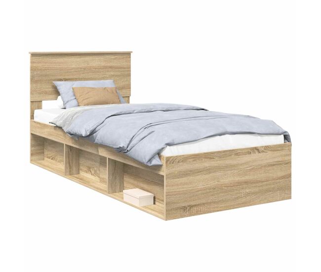 Estrutura de cama de solteiro moderno com cabeceira - carvalho sonoma 75 x 190 cm