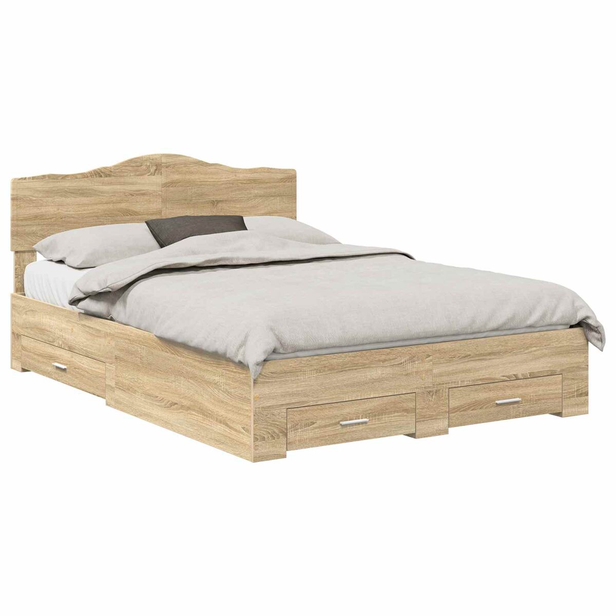 Estrutura da cama de casal moderno com cabeceira carvalho sonoma 140 x 190 cm