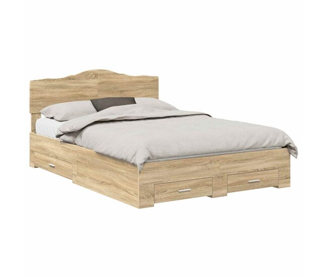 Estrutura da cama de casal moderno com cabeceira carvalho sonoma 140 x 190 cm