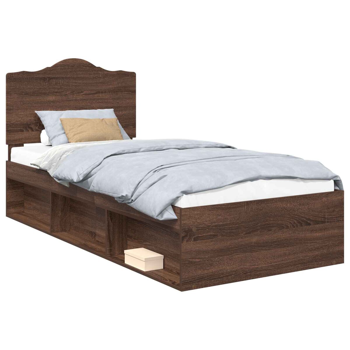 Estrutura de cama de solteiro moderno com cabeceira - carvalho marrom 75 x 190 cm