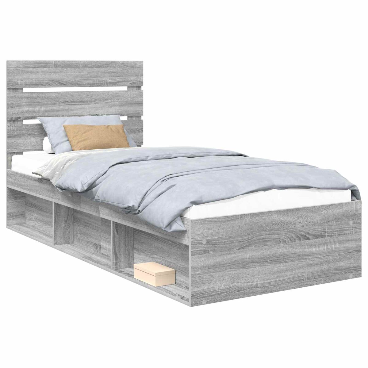 Estrutura de cama de solteiro com cabeceira - cinza sonoma 75 x 190 cm