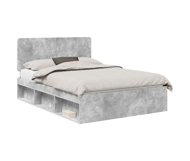 Estrutura de cama de casal para adultos com cabeceira concreto 140 x 200 cm