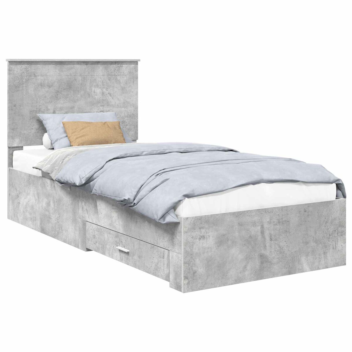 Estrutura de cama de solteiro para adultos cinzento 90 x 200 cm madeira processada