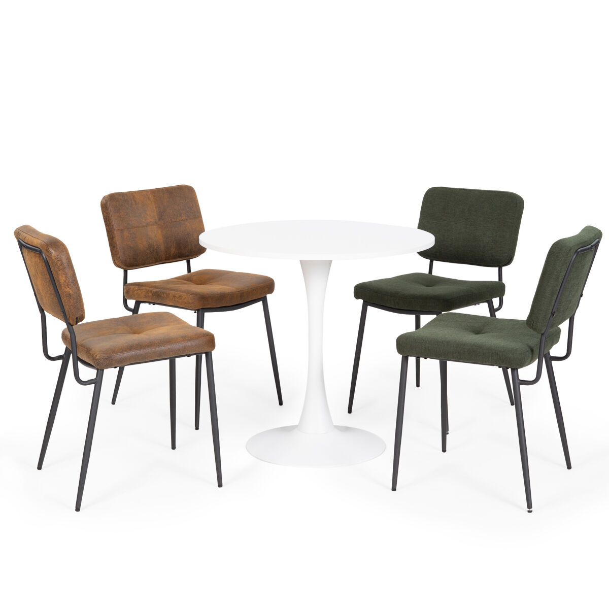 MEUBLES COSY Mesa Redonda Jantar 4 Cadeiras Modernas