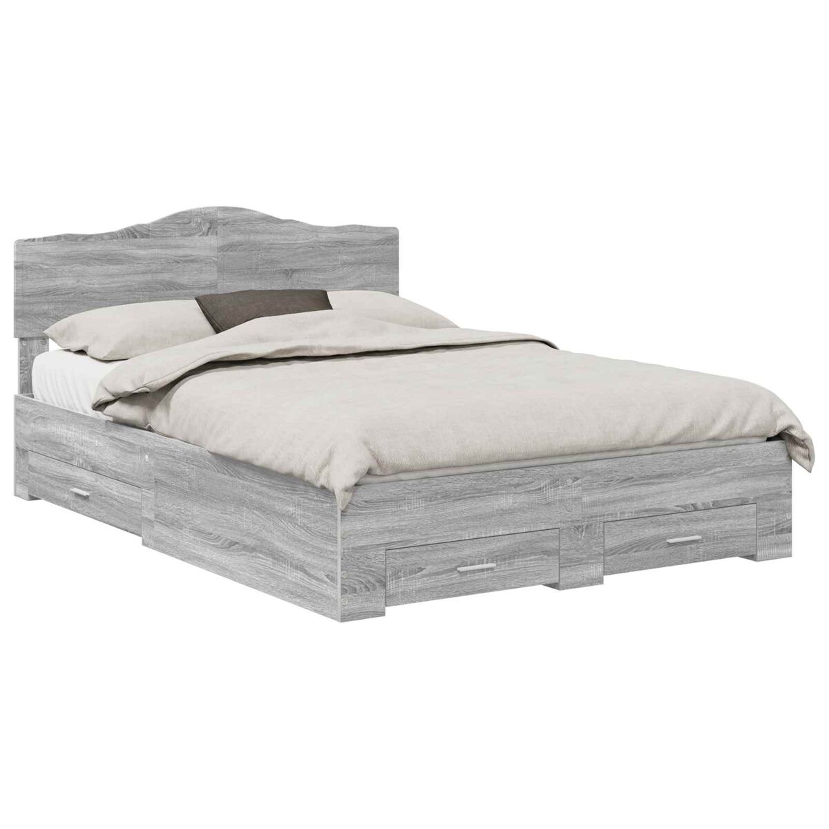 Estrutura de cama de casal moderno - cinza sonoma 140 x 190 cm madeira processada