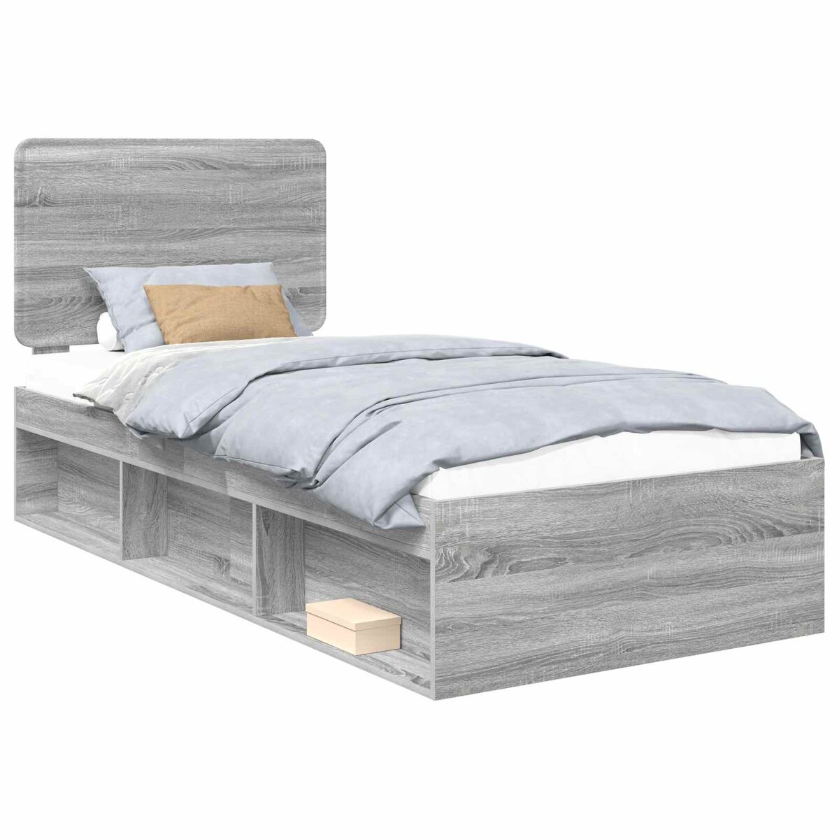 Estrutura de cama de solteiro com cabeceira - cinza sonoma 75 x 190 cm