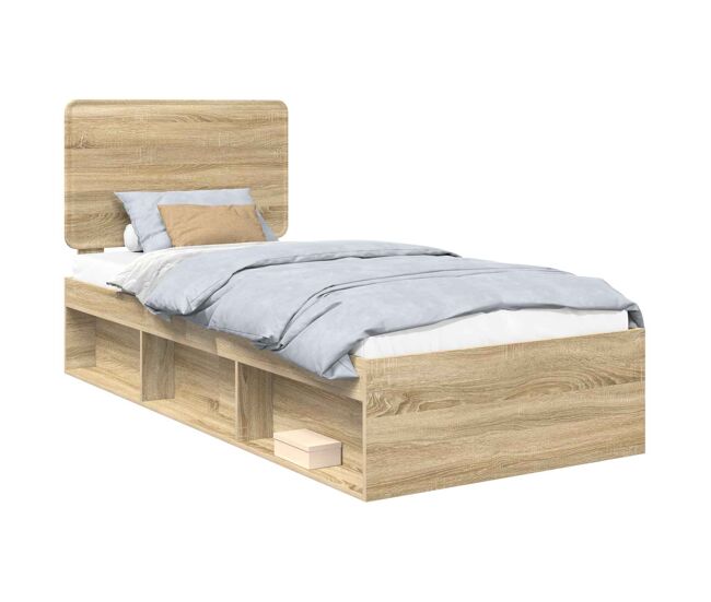 Estrutura de cama de solteiro moderno com cabeceira - carvalho sonoma 75 x 190 cm