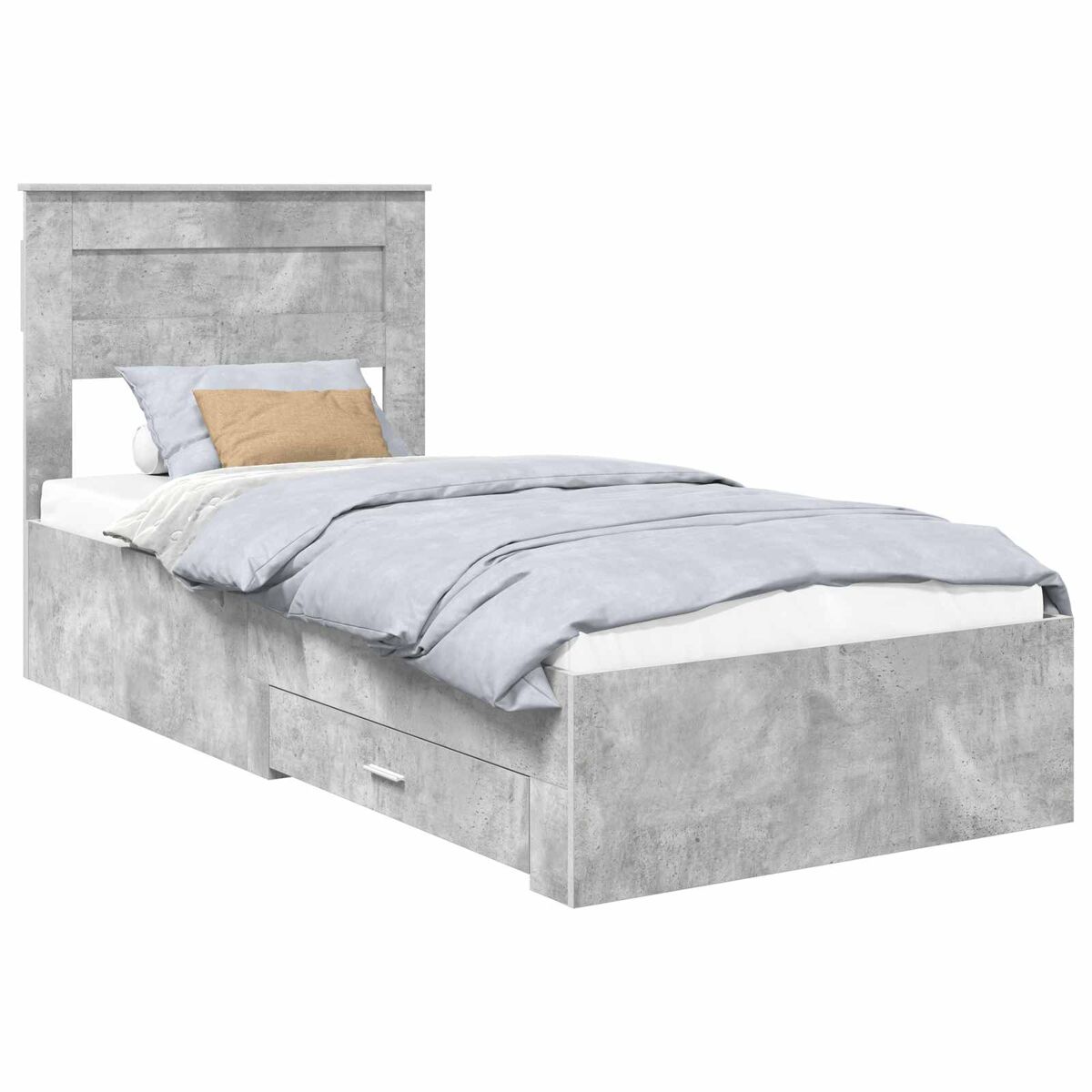 Estrutura de cama de solteiro para adultos cinzento 90 x 190 cm madeira processada