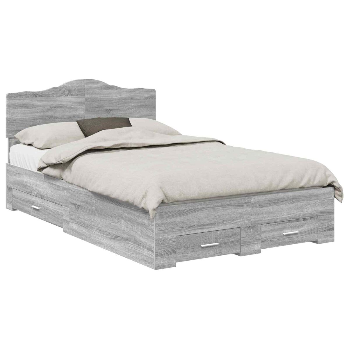 Estrutura de cama de casal moderno - cinza sonoma 135 x 190 cm madeira processada