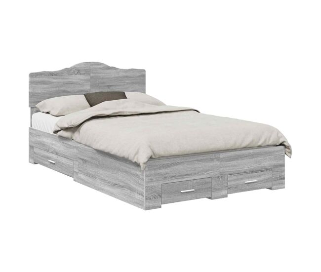 Estrutura de cama de casal moderno - cinza sonoma 135 x 190 cm madeira processada