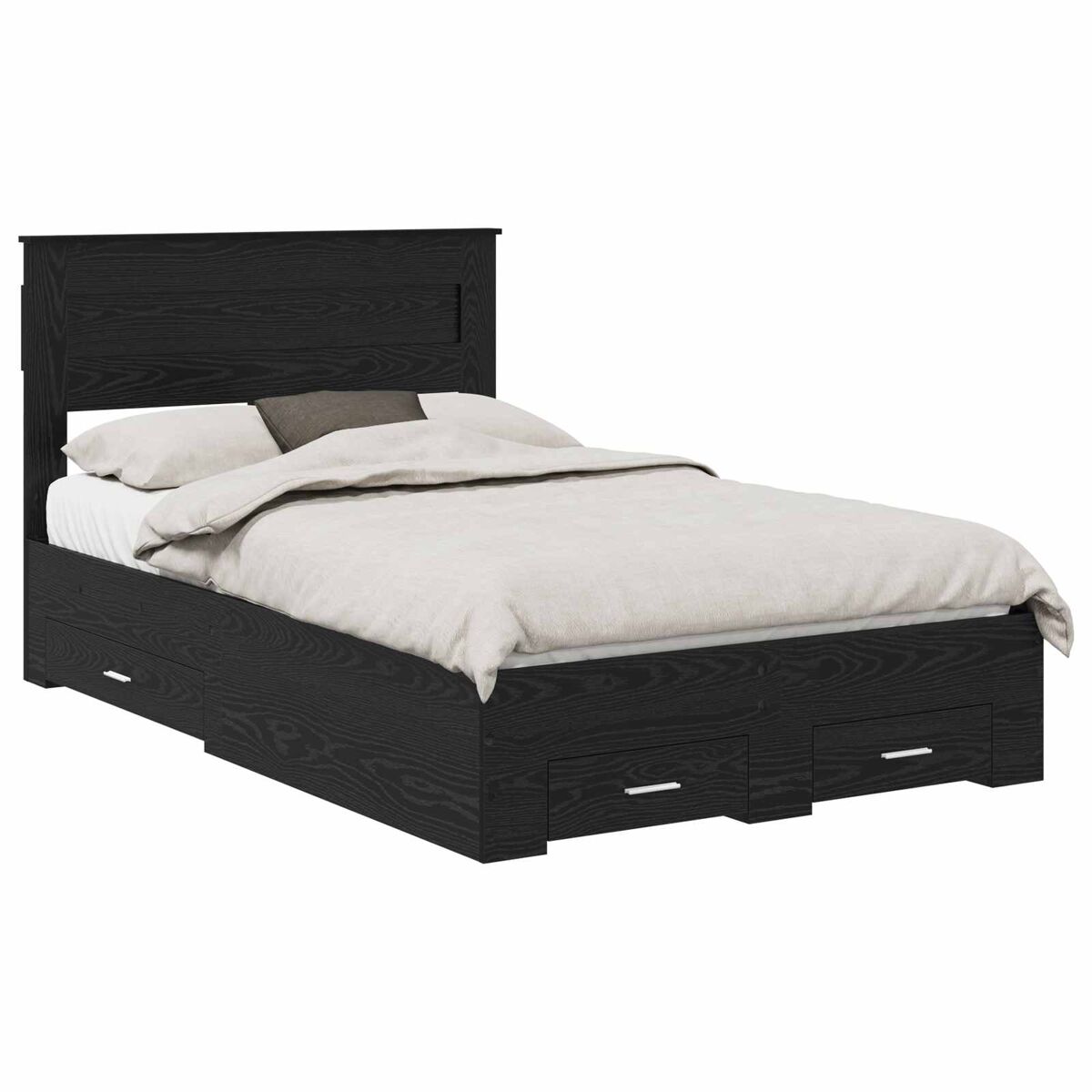 Estrutura da cama de casal moderno com cabeceira carvalho preto 135 x 190 cm