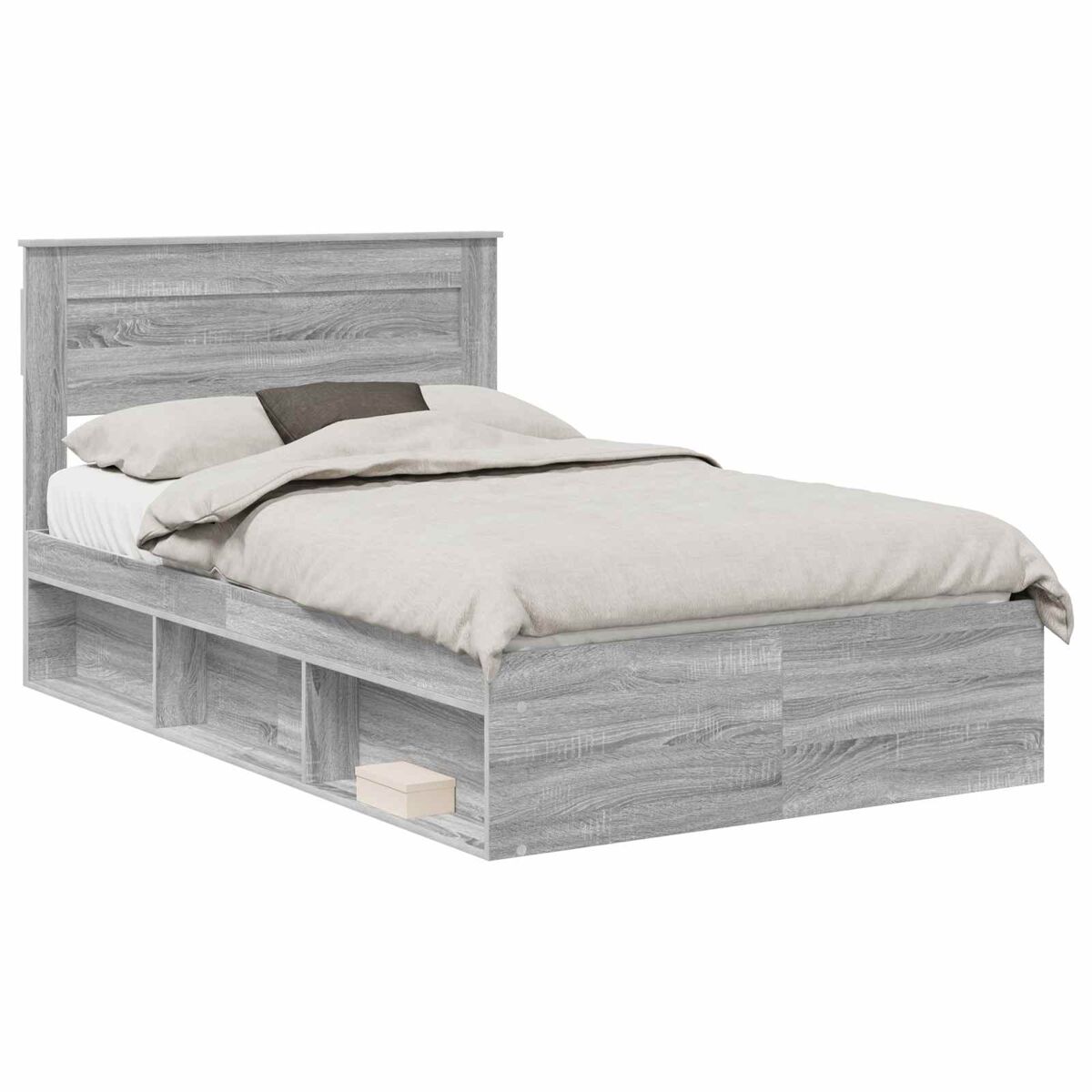 Estrutura da cama de casal simple com cabeceira cinza sonoma 135 x 190 cm