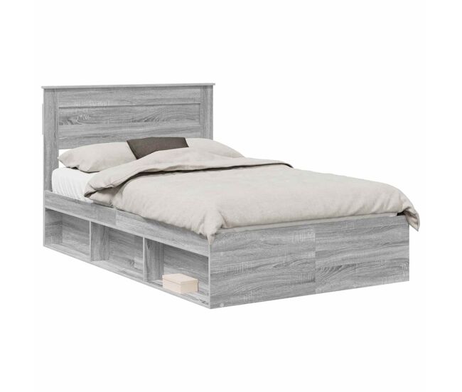 Estrutura da cama de casal simple com cabeceira cinza sonoma 135 x 190 cm