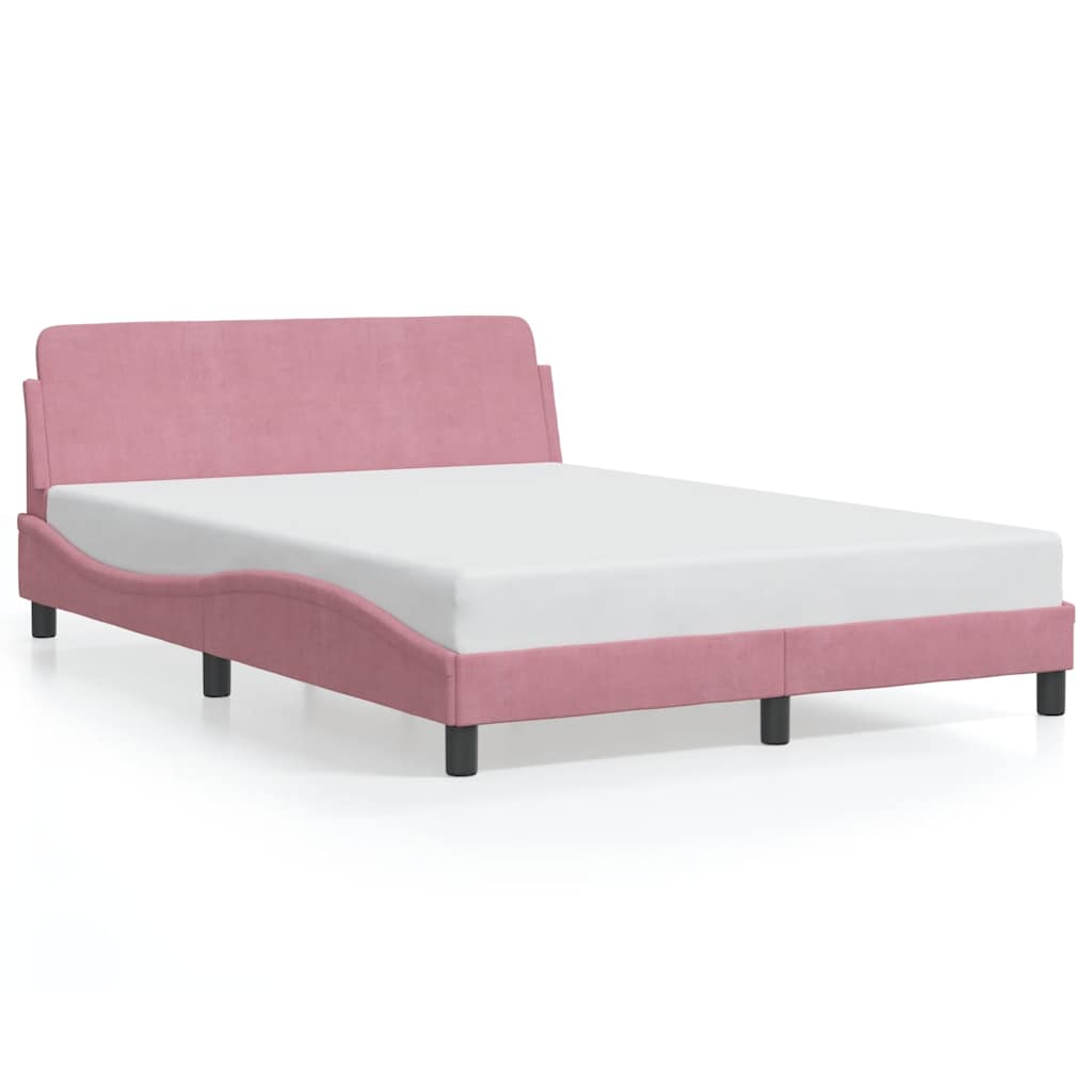 Estrutura de cama de casal moderno com cabeceira dover 140x200 cm veludo rosa