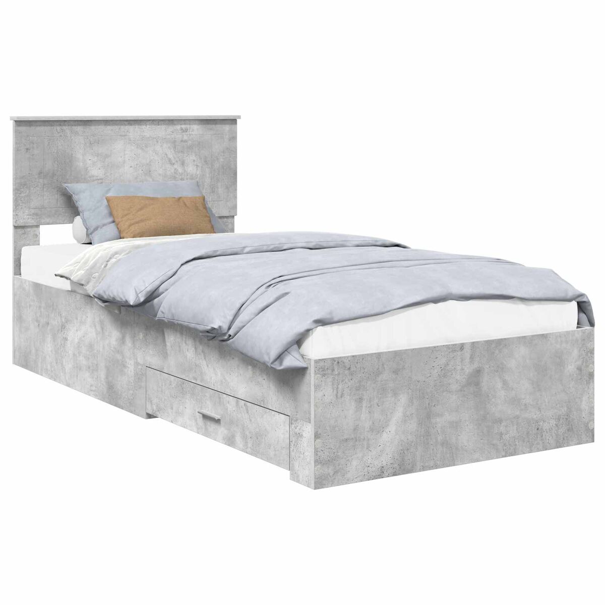 Estrutura de cama de solteiro para adultos cinzento 90 x 190 cm madeira processada