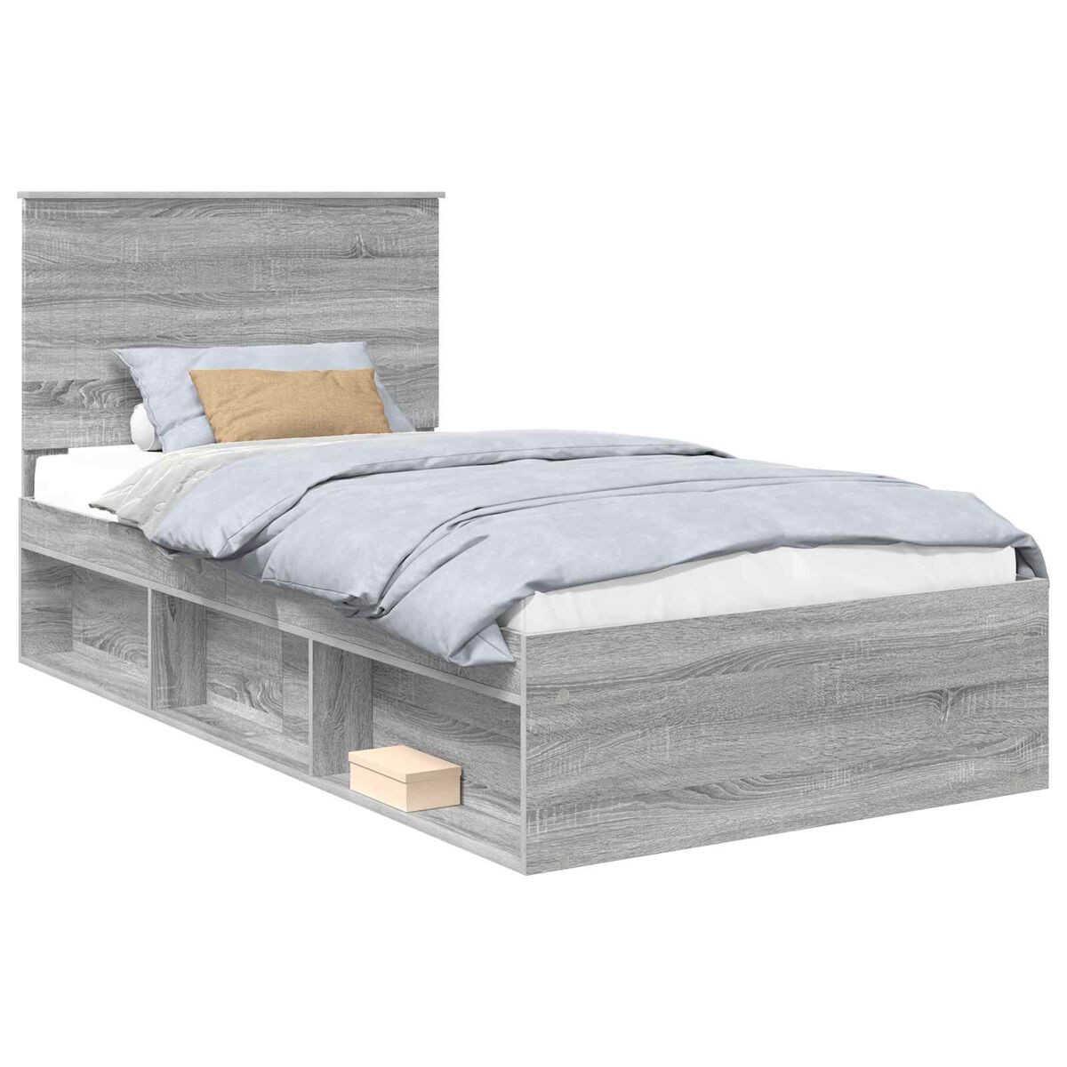 Estrutura de cama de solteiro para adultos com cabeceira - cinza sonoma 100 x 200 cm