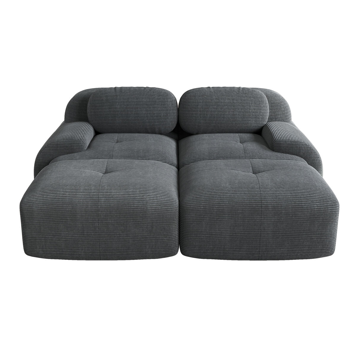 Sofá modular de 2 lugares - com chaise longue, antiderrapante, ergonómico - gris