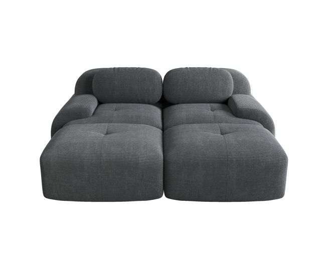 Sofá modular de 2 lugares - com chaise longue, antiderrapante, ergonómico - gris