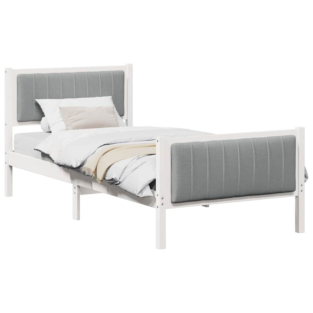 Estrutura de cama de solteiro para adultos branco e cinza claro 90 x 200 cm