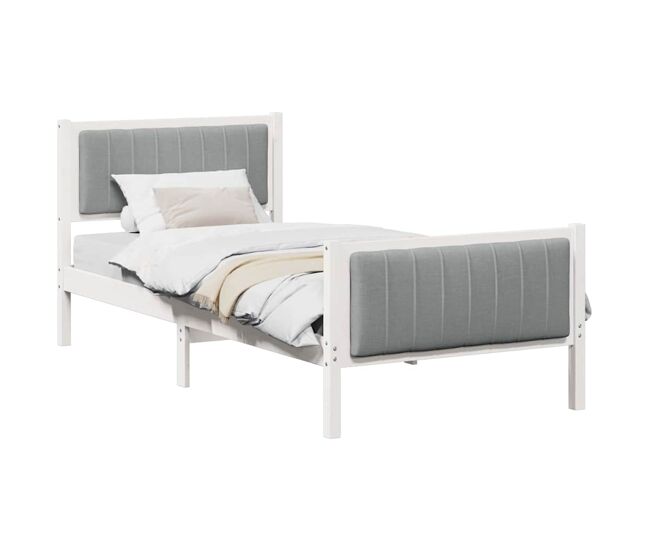 Estrutura de cama de solteiro para adultos branco e cinza claro 90 x 200 cm