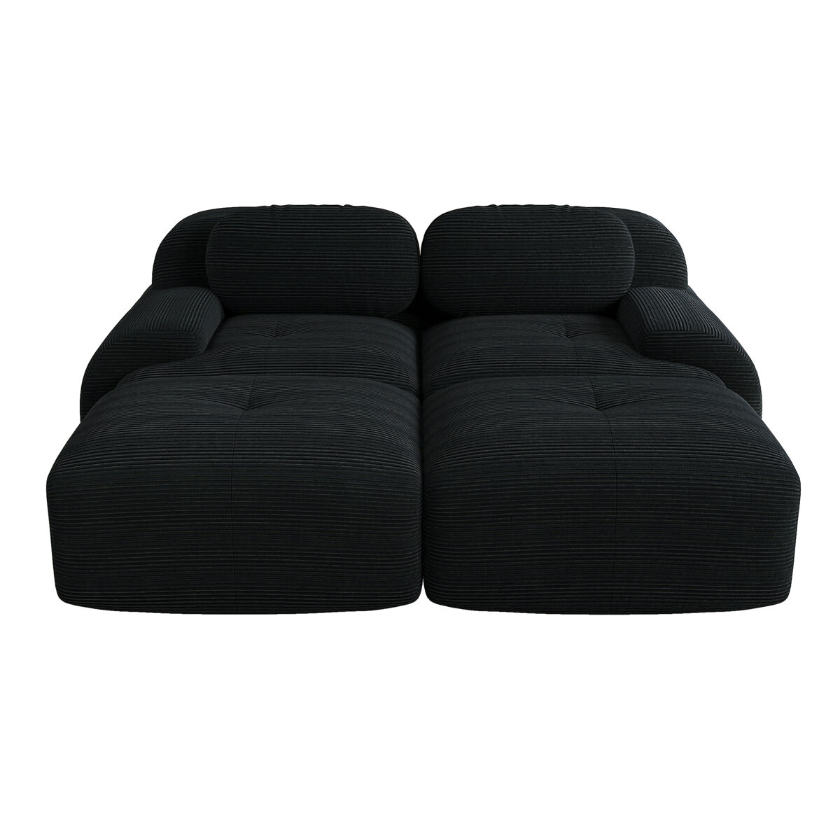 Sofá de 2 lugares - modular com chaise longue, antiderrapante, apoios de braços ergonómicos e estofamento elástico - noir