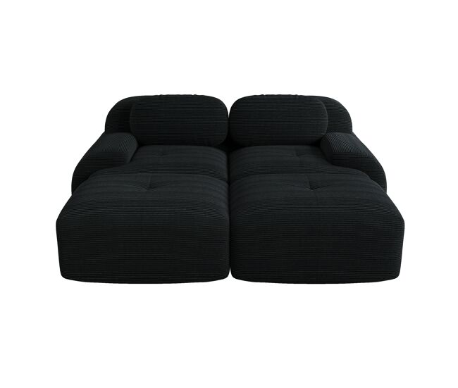 Sofá de 2 lugares - modular com chaise longue, antiderrapante, apoios de braços ergonómicos e estofamento elástico - noir