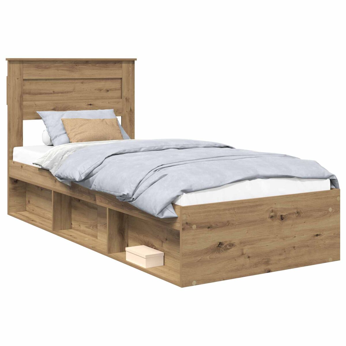 Estrutura de cama de solteiro moderno com cabeceira - carvalho artesanal 75 x 190 cm