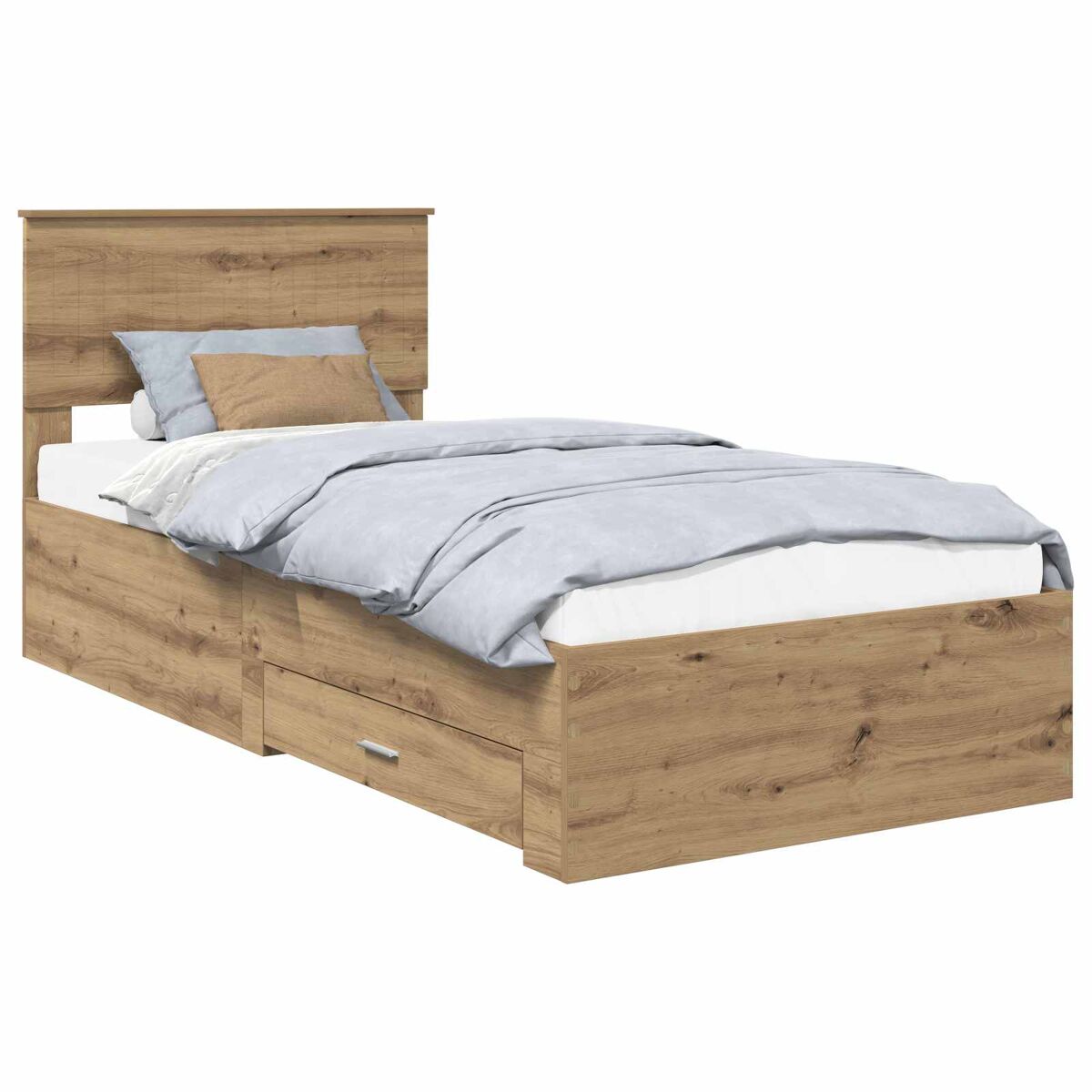 Estrutura de cama de solteiro moderno com cabeceira - carvalho artesanal 90 x 190 cm