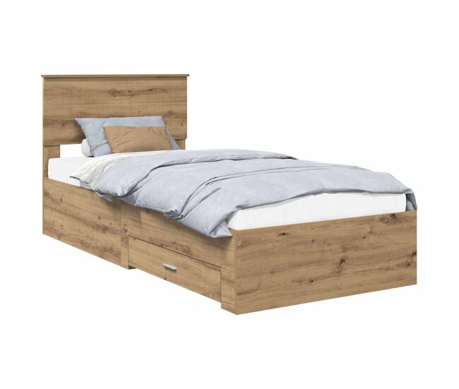 Estrutura de cama de solteiro moderno com cabeceira - carvalho artesanal 90 x 190 cm