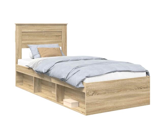 Estrutura de cama de solteiro moderno com cabeceira - carvalho sonoma 75 x 190 cm