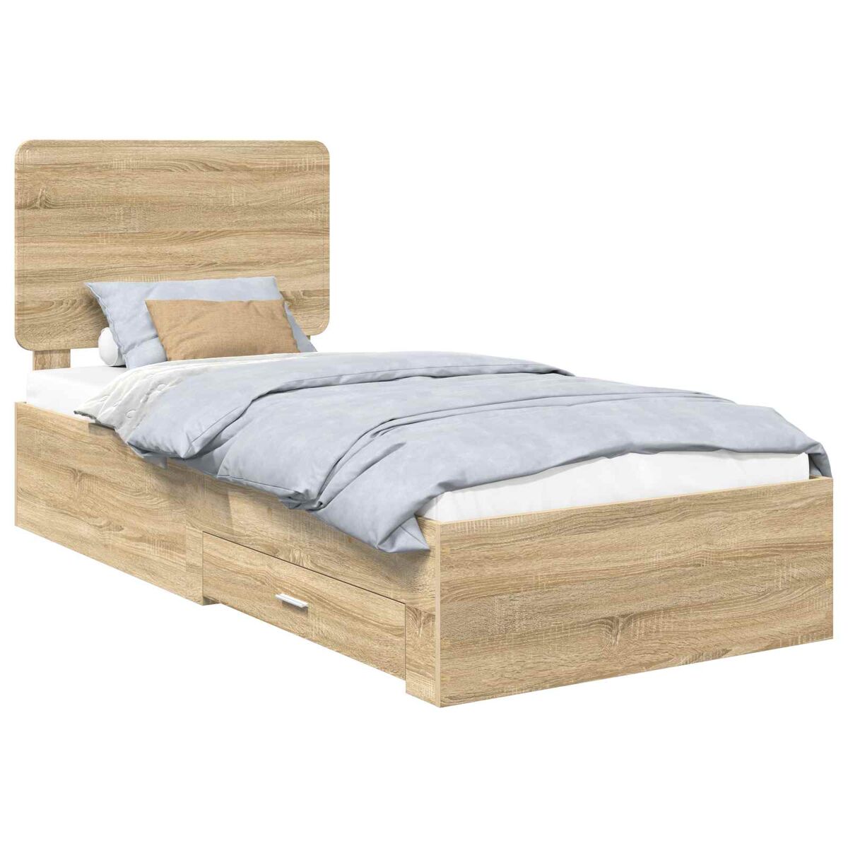 Estrutura de cama de solteiro moderno com cabeceira - carvalho sonoma 90 x 200 cm