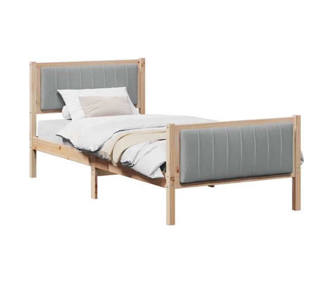 Estrutura de cama de solteiro simple - marrom e cinza claro 90 x 200 cm