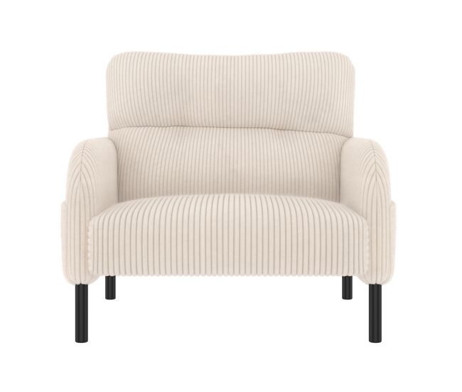 Sillón 1 plaza - tecido de veludo, assento confortável, braços com bolsos laterais - bege