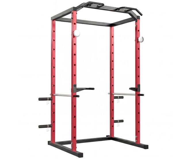 Sportnow jaula de potência musculação, rack para agachamentos com barra de elevações, estação de paralelas ajustável em altura, suporte de barra regulável, para casa ginásio, carga 460 kg
