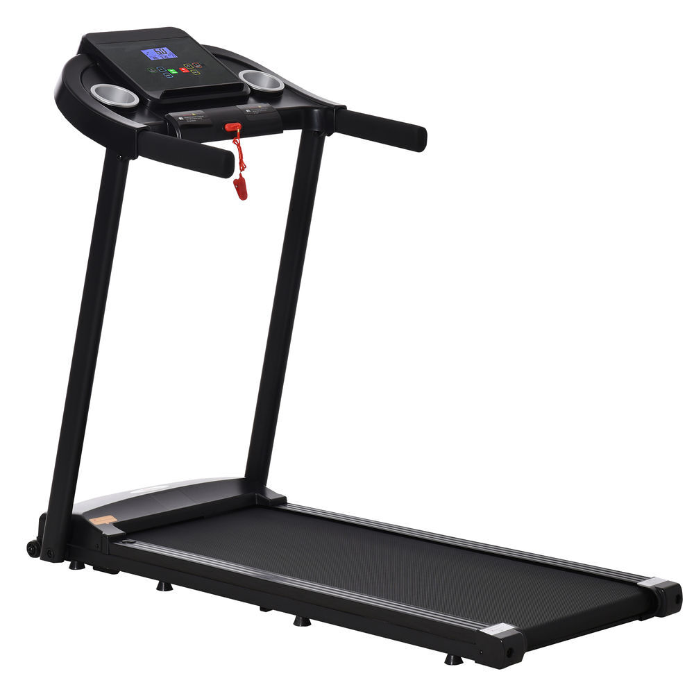 Homcom passadeira para casa 1-12 km/h 1,5hp caminhar e correr elétrica com 12 programas rodas ecrã led suporte para telemóvel e 2 suportes para copos para uso em casa ou escritório