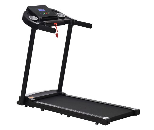 Homcom passadeira para casa 1-12 km/h 1,5hp caminhar e correr elétrica com 12 programas rodas ecrã led suporte para telemóvel e 2 suportes para copos