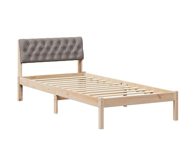 Estrutura de cama de solteiro para adultos com cabeceira marrom e taupe 90 x 190 cm