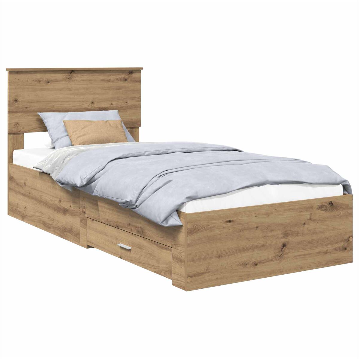 Estrutura de cama de solteiro moderno com cabeceira - carvalho artesanal 90 x 190 cm