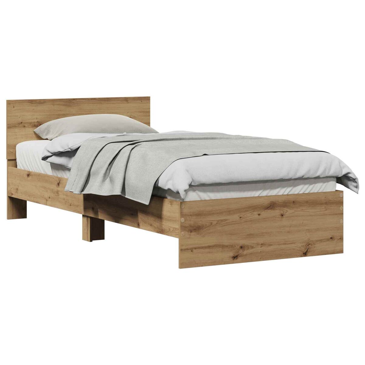 Estrutura de cama de solteiro moderno com cabeceira - carvalho artesanal 75 x 190 cm