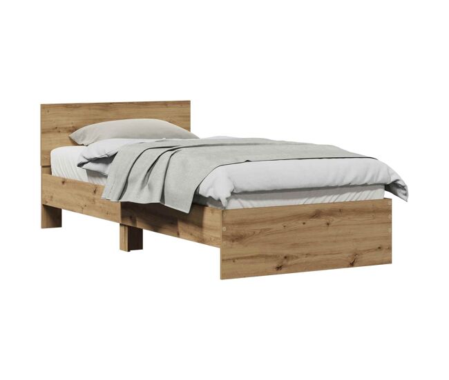 Estrutura de cama de solteiro moderno com cabeceira - carvalho artesanal 75 x 190 cm