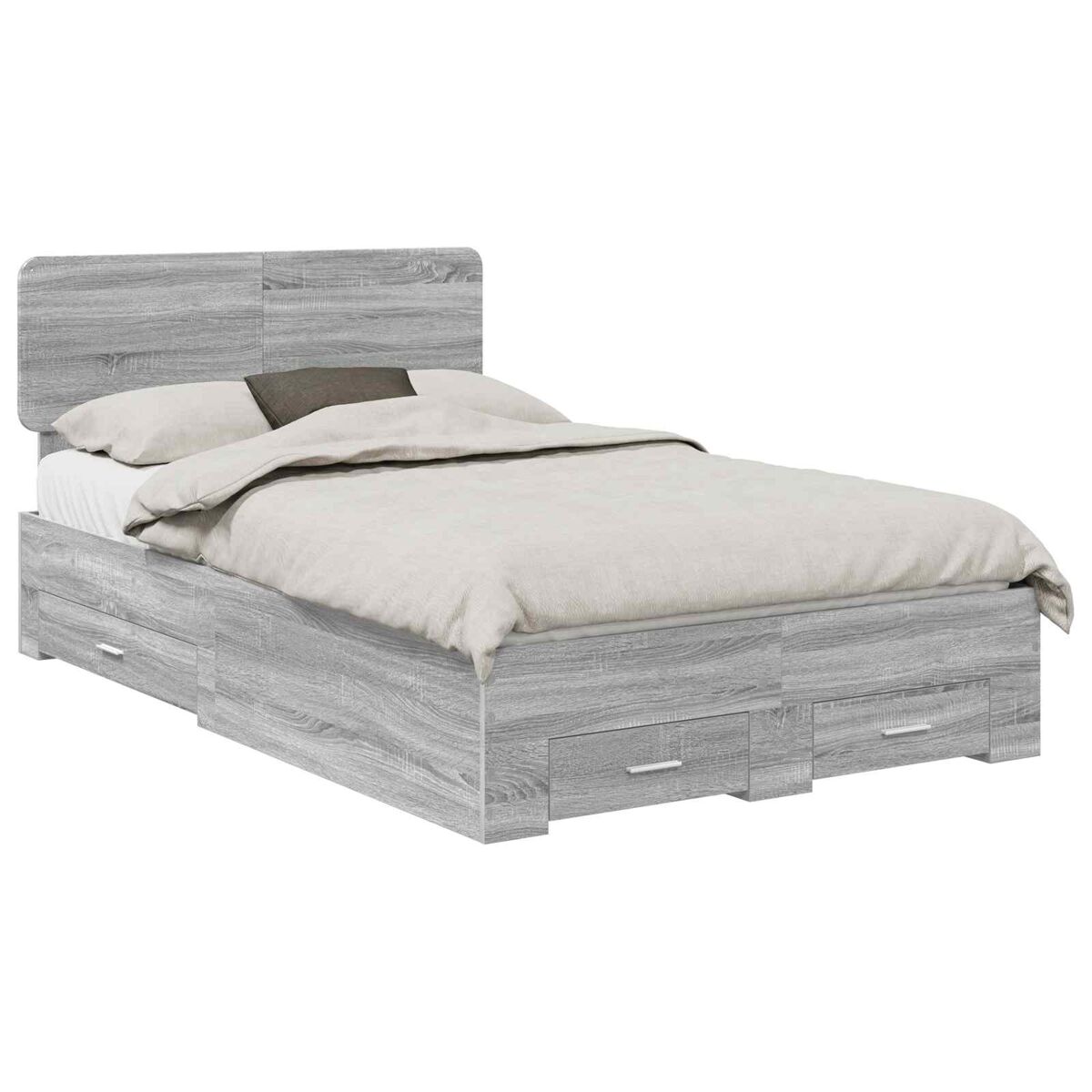 Estrutura de cama de casal moderno - cinza sonoma 135 x 190 cm madeira processada