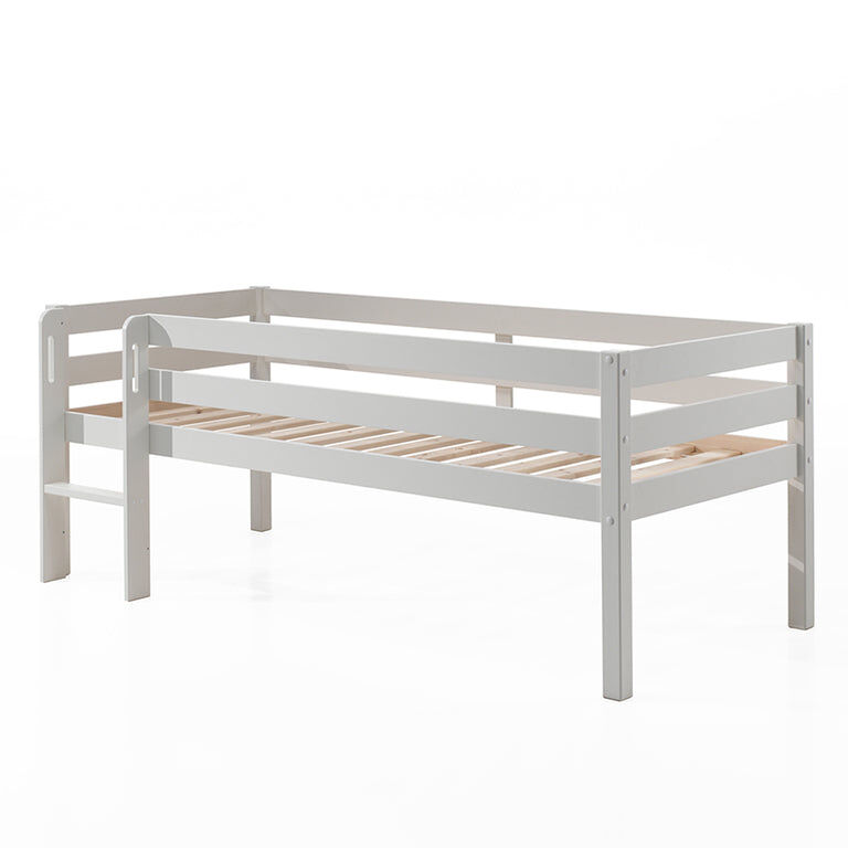 Cama de meia altura 90x200 base de ripas incluída vipack pino blanc
